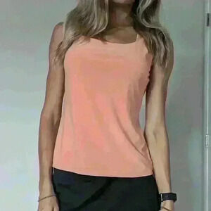 Laura Petites, Tank  top, pink, orange, square neck, size small